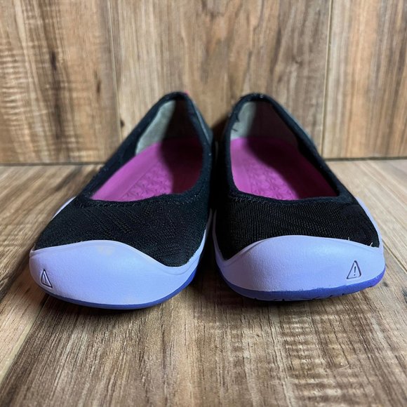 Keen Big Kids Moxie Flat Shoes Black Liberty Purple Slip On Mesh 1016339 Size 5 - Picture 4 of 8